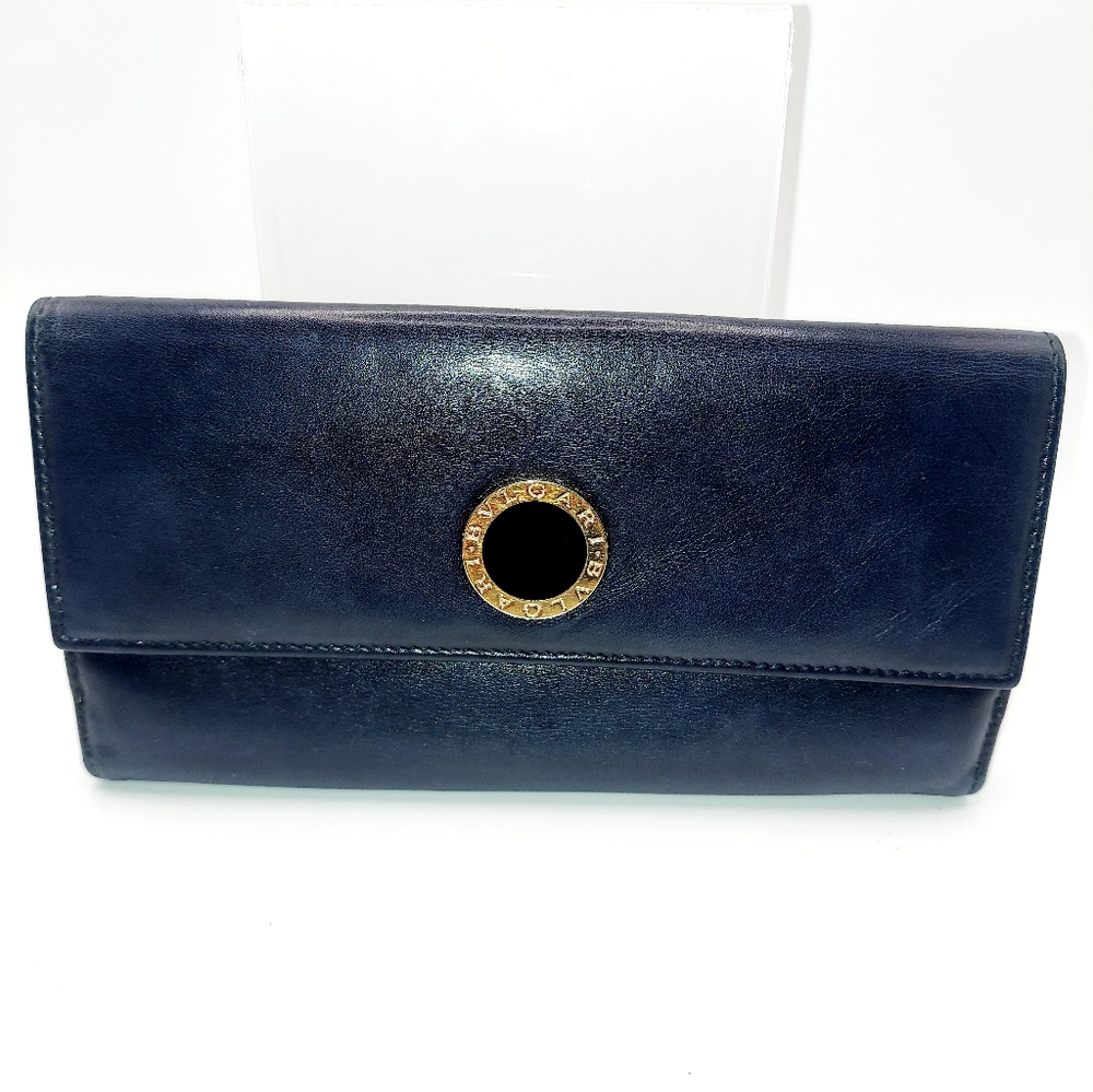 Bvlgari Black Lambskin Leather Long Wallet